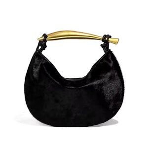 Genuine Leather Bag with Gold Sardine Hanfle